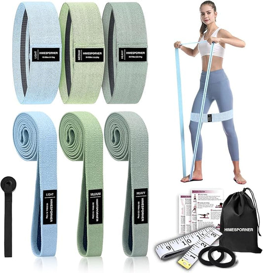 Wide Fabric Resistance Bands Set for Working Out, Non-Slip Exercise Booty Bands for Women & Men Leg and Glutes with Hair Ties and Tape Measure - for Home Gym Workout, Yoga, Pilates-FlexoryFit