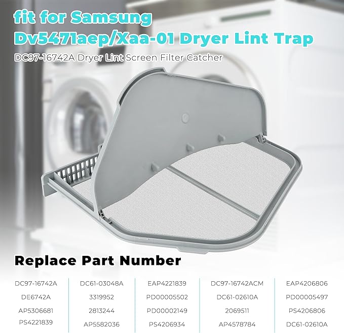 DC97-16742A Lint Trap fit for Samsung Dryer Lint Trap Replacement,Stainless Steel Lint Trap Screen Parts fit for SAMSUNG Dryer DV456ETHDSU/AA DV45H7000EW/A2 DVE50R5200W/A3 DVE50R5400V/A3 prime&swift