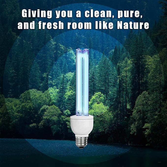 BAIMNOCM 2 Pack UVC Light Bulb Ozone Free, UV Lamp 25 Watt, 254nm Weavelength UV-C lamp for Basement E26 Base 2 Count