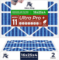 MervKing 16x25x4 Air Filter Actual Size: 15.88" x 24.88" x 4.31" MERV 11 MPR 1000-1200 | MADE IN USA | 2-Pack | Pleated HVAC AC Furnace Replacement