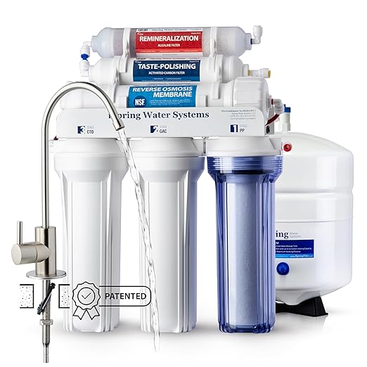 iSpring RCC7AK, NSF Certified, 75 GPD, Alkaline 6-Stage Reverse Osmosis System, pH+ Remineralization RO Water Filter System Under Sink, Patented Top-Mounted Faucet Design for Easy Installation
