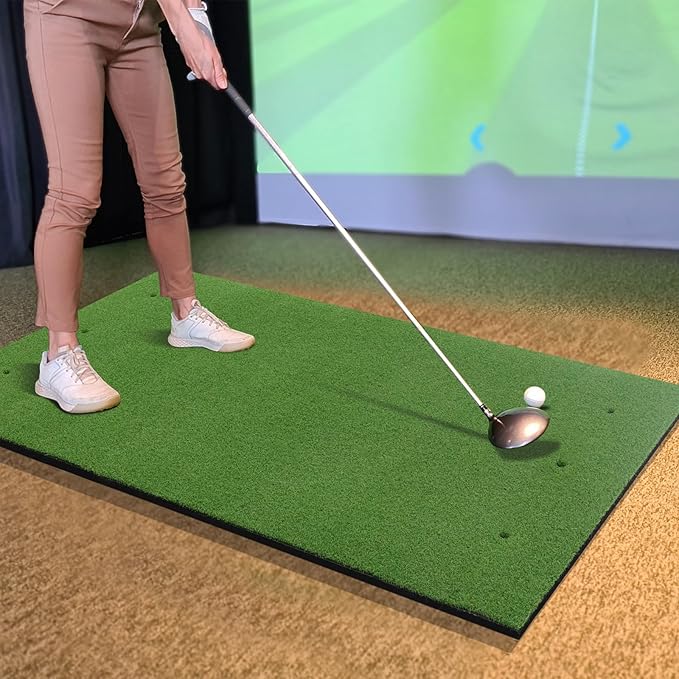 Tangkula Golf Hitting Mat, Artificial Turf Mat for Indoor/Outdoor Golf Practice Includes 2 Rubber Tees & 2 Alignment Sticks, Golf Training Mat for Home Backyard Garage