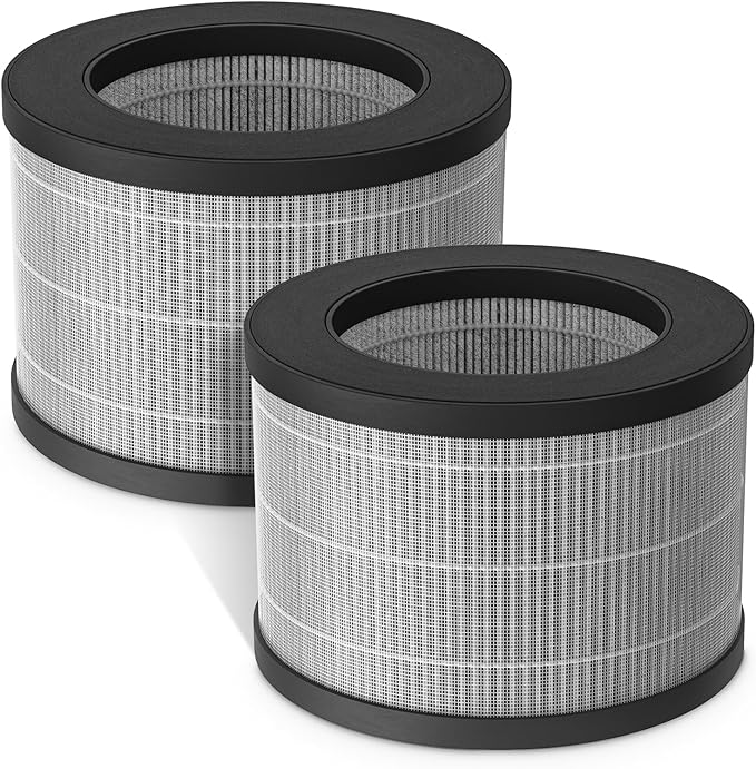Fil-fresh 2-Pack MK01 & MK06 Replacement Filter, Compatible with AROEVE MK01 & MK06, ToLife TZ-K1, Kloudi DH-JH01 Air Purifier, 4-in-1 H13 True HEPA & Activated Carbon, Smoke Removal Version