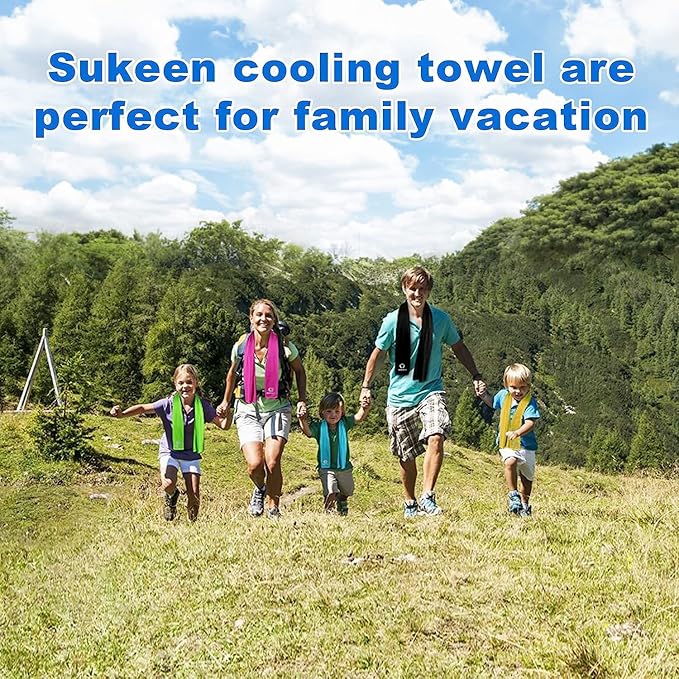 Sukeen 4Pack Cooling Towel (40"x12") for Neck and Face, Soft & Breathable Chilly Sports Towel, Quick-Drying Sweat Absorbing Cooling Neck Wraps with Cooling Tech. for Yoga, Sport, Running, Workout-FlexoryFit