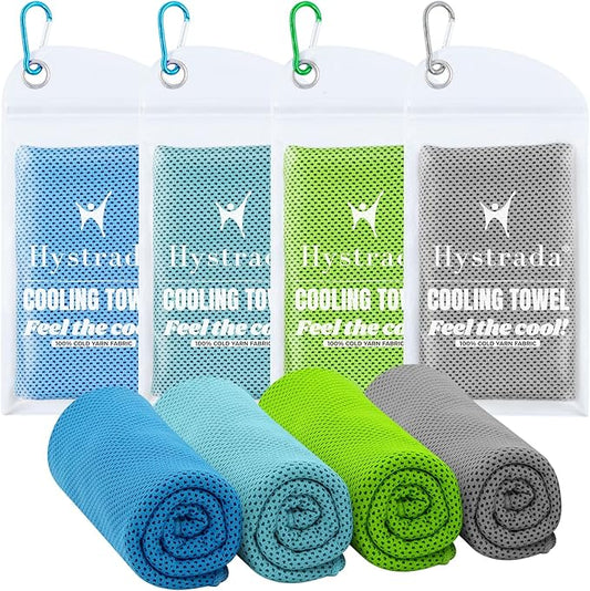 4 Pack Cooling Towels 40" x 12"-Cooling Scarf, Cold snap Cooling Towel for Instant Cooling Relief for All Physical Activities: Golf, Fitness, Camping, Hiking, Yoga, Pilates-FlexoryFit