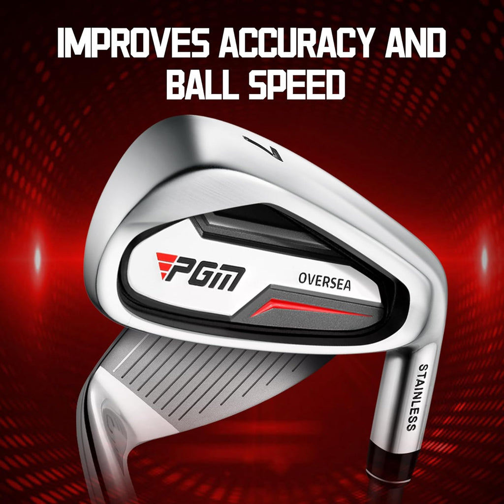 PGM Men's Oversea 9/12 Pieces Complete Golf Club Set with High-Strength Thin Face Design 460cc Driver High Forgiveness Ideal for Beginners