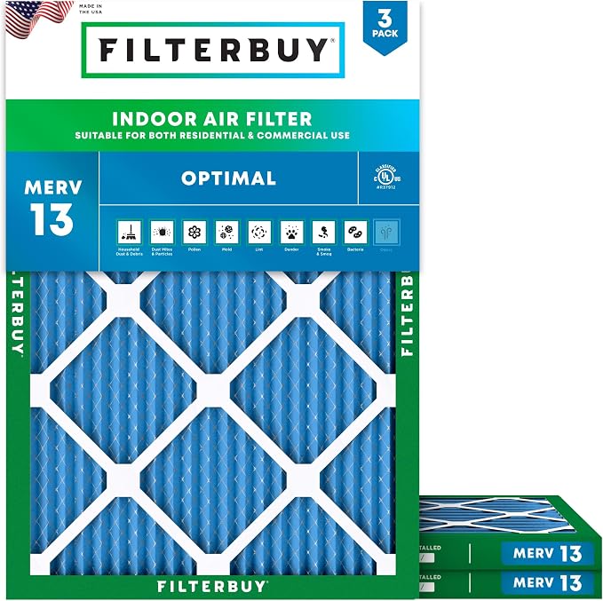 Filterbuy 12x16x1 Air Filter MERV 13 Optimal Smoke & Allergy Defense, by Filterbuy