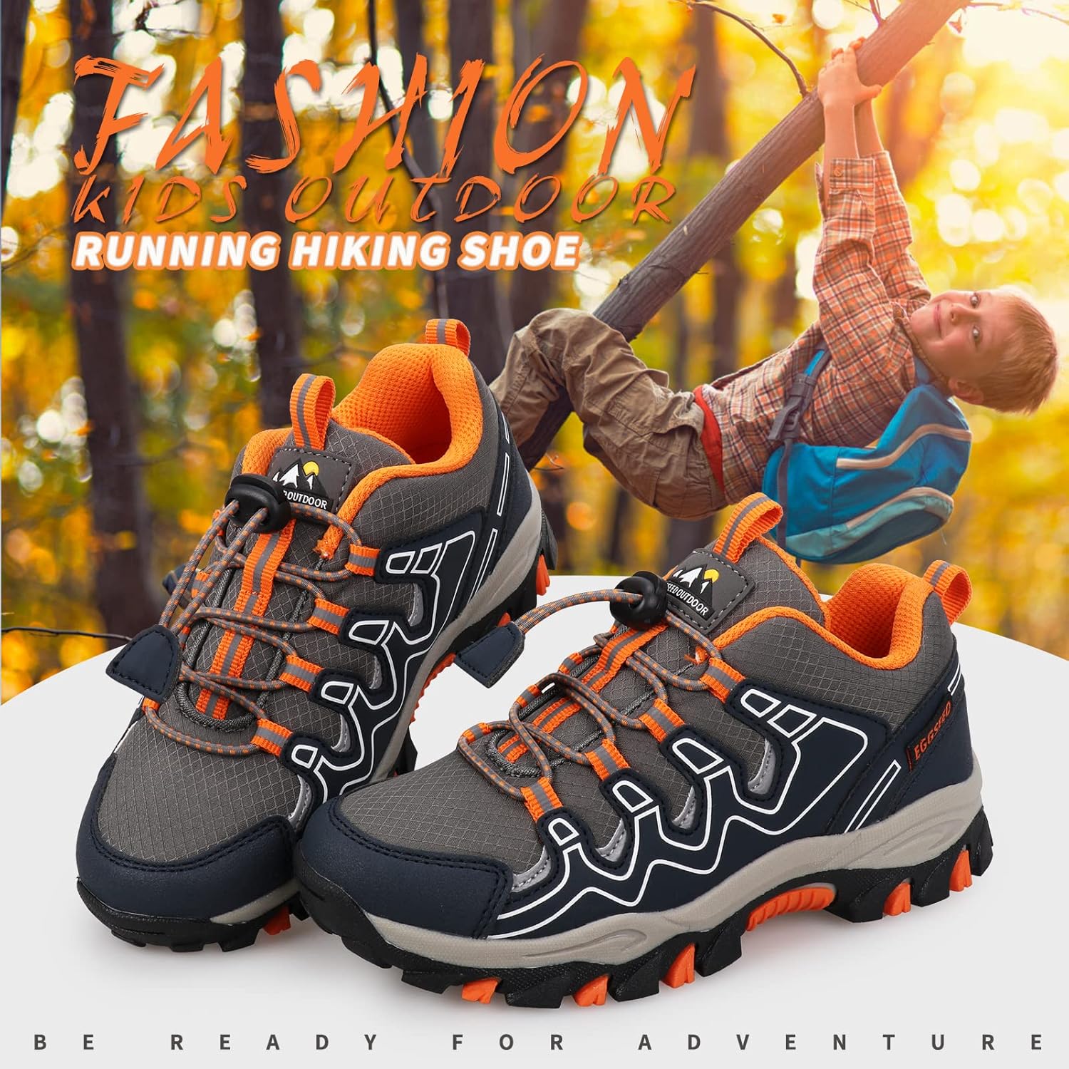 UOVO Boys Girls Kids Sneakers Hiking Running Outdoor Walking Tennis Shoes Waterproof Non Slip Fashion Sneakers(Little/Big Kids