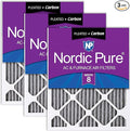 Nordic Pure 20x20x1 (19 1/2 x 19 1/2 x 3/4) Furnace Air Filters MERV 8 Pleated Plus Carbon 3 Pack