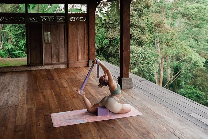 yogadesignlab YOGA DESIGN LAB | The Yoga Strap | Luxurious, Extra Long, Super Soft, Eco Printed | Studio Quality, Adjustable | Safely Stretch Further and Hold Longer | 8 ft Long-FlexoryFit