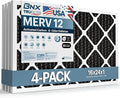 BNX TruFilter 16x24x1 MERV 12 Odor Defense (4-Pack) AC Furnace Air Filter with Activated Carbon - MADE IN USA - Pleated Air Conditioner HVAC AC Furnace Filters - Removes Odor, Mold, Bacteria, Smoke
