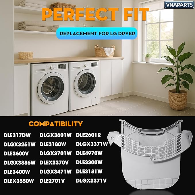 DLGX3886W DLGX4271W DLGX4371W DLGX3571W DLGX2802W DLGX3701V DLGX3371R DLGX3361R DLGX3371W Dryer Lint Filter Screen Trap For LG DLGX3361W DLGX3361V DLGX3371V DLGX4071W DLGX4271W & Housing Guide Cover