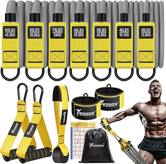 Heavy Resistance Bands for Working Out, 350lbs/450lbs Exercise Bands with Handles, Workout Bands Set for Men, Fitness Weight Bands for Muscle Strength Training, Stretching, Slim, Home Gym Equipment-FlexoryFit