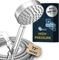 HammerHead Showers® Solid Metal LOW FLOW Handheld Shower Head with Hose and Brass Holder - BRUSHED NICKEL – Water Saving 1.75 GPM Detachable Shower Head - Adjustable Shower Wand Bracket & 6ft Hose