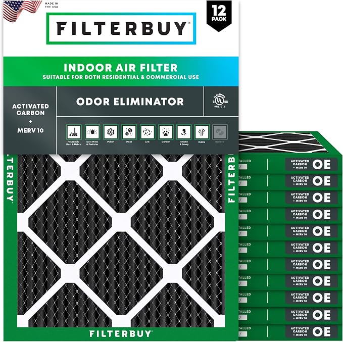 Filterbuy 16x20x1 Air Filter MERV 10 Odor & Allergy Defense by Filterbuy