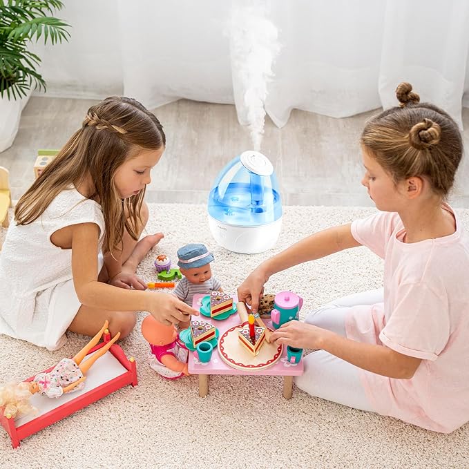 Cool Mist Humidifier for Bedroom,2L Small Humidifiers for Bedroom and Office,25dB Humidifier for Toy room and Plant,Last Up to 13H on Max Mist Setting (Light Blue)