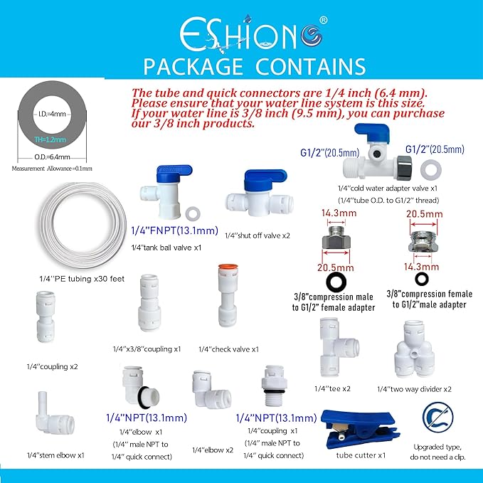 ESHIONG NSF Certified 1/4" O.D. Push to Connect Fittings - Image 2