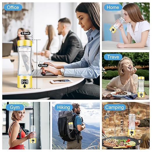 Hydrogen Water Bottle Generator with SPE/PEM Technology, Portable H2 Water Ionizer Machine, Birthday,Xmas Gift for Family Friends Office Travel Sports (Gold, 9.05*Φ2.63in)