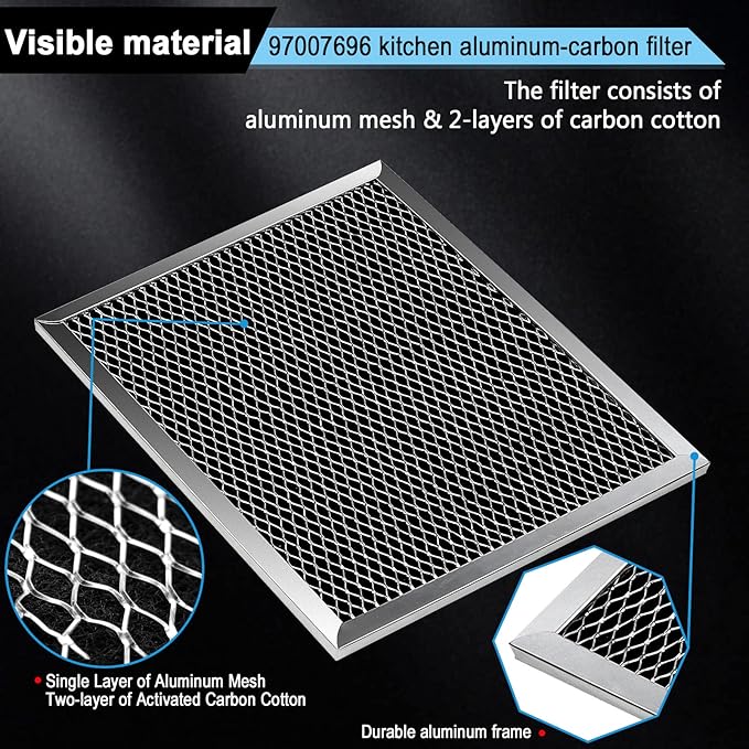 97007696 41F Grease Filter fit for B-roan Nu-tone Range Hood 8-3/4" x 10-1/2" Aluminum Mesh Charcoal Filter Compatible with Most Brand Stove Vents -2 PACKS by Fetechmate