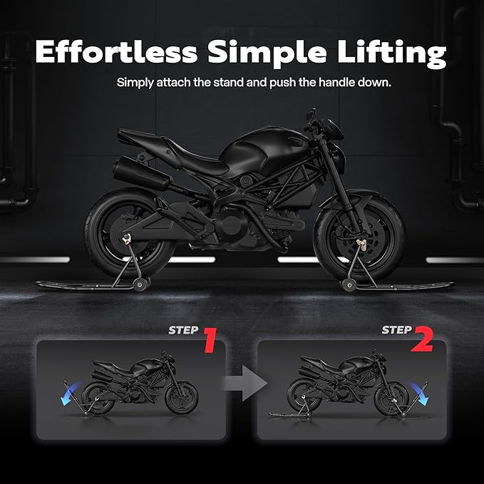 SPECSTAR Universal Motorcycle Stands, 882 Lbs Capacity Front Rear Wheels Lift Combo with U+L Adjustable Swingarm Spool, Heavy Duty Paddock Stands for BMW, Suzuki, Yamaha, Honda, Kawasaki, Black