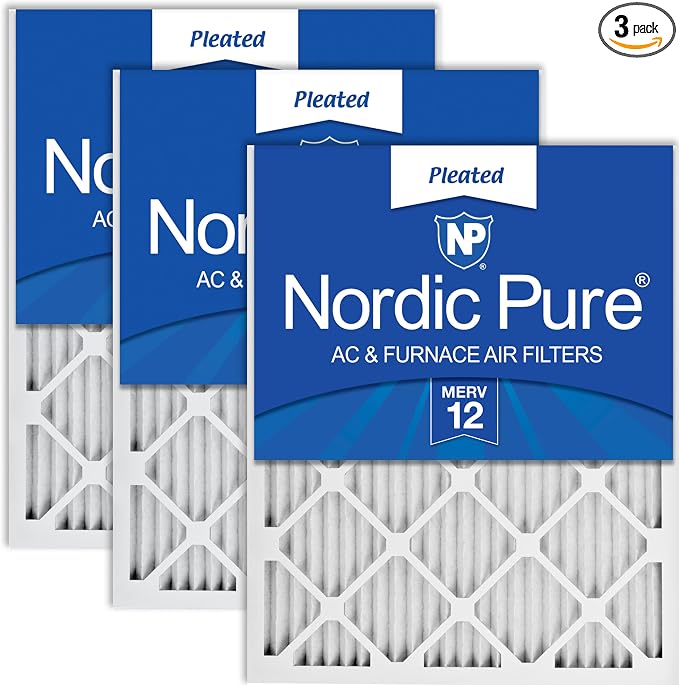 Nordic Pure 20x20x1 Pleated MERV 12 Air Filters 3 Pack by NordicPure