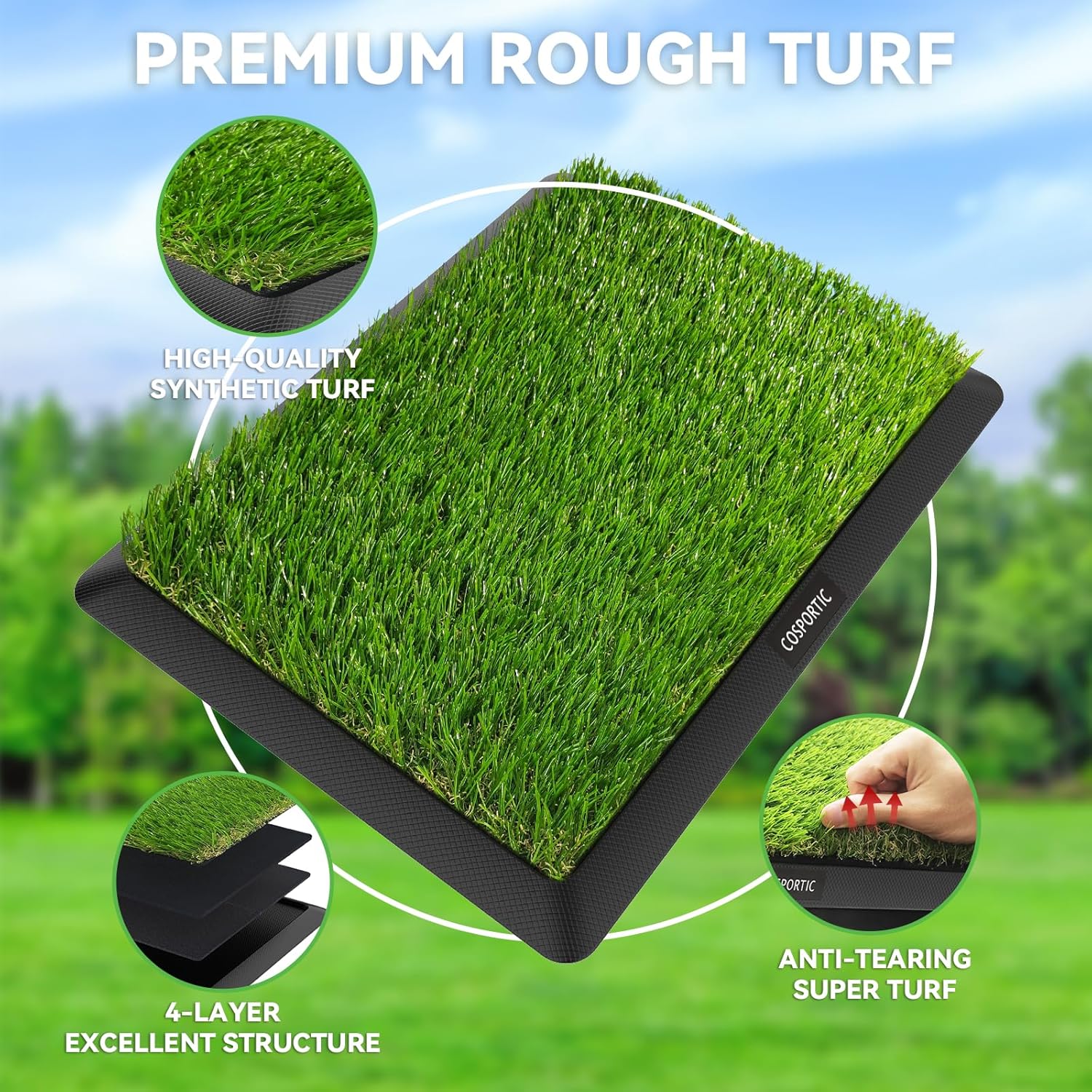 Golf Hitting Mat,Golf Training Mat for Swing Path Feedback Detection Batting, Extra Replaceable Golf Practice Mat 16"x12", Golf Gifts for Men Women for Home Indoor Outdoor