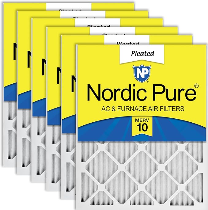 Nordic Pure 16x25x1 Pleated MERV 10 Air Filters 6 Pack by NordicPure