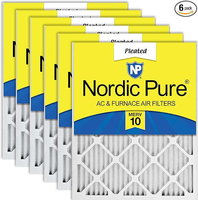 Nordic Pure 20x25x1 (19 1/2 x 24 1/2 x 3/4) Pleated MERV 10 Air Filters 6 Pack