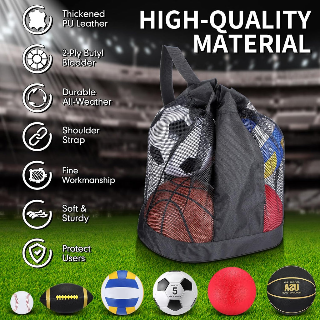 Leyndo 18 Pcs Sport Balls Bulk Set Basketball Football Volleyball Soccer Playground Baseball with Sport Equipment Bag Pump for Youth Adults Outdoor Indoor Practice Gift Back to School