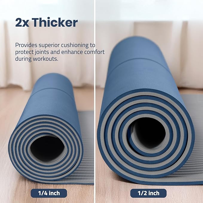 Extra Wide Yoga Mat for Men Women (72"L x 36"W) Non Slip Fitness & Exercise Mat with Alignment Marks for Yoga, Pilates, Floor Workouts-FlexoryFit