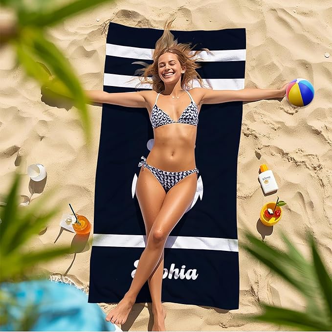 JML Personalized Beach Towel with Name, Custom Anchor Beach Towel, Customized Microfiber Pool Towel, Quick Dry & Absorbent Swim Towel for Adult,Anniversary, Birthday, Summer Holiday,Vacation-FlexoryFit