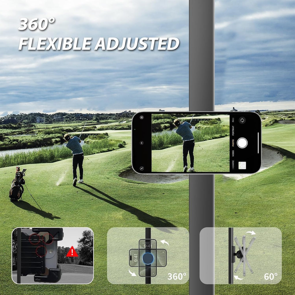 Magnetic Golf Cart Phone Holder Work with Magsafe iPhone 16-12 Series and All Phones, Fits Yamaha, EZGO, Club Car Golf Cart, Alloy Strong Magnetic Phone Mount for Gym, Kitchen, with Metal Ring