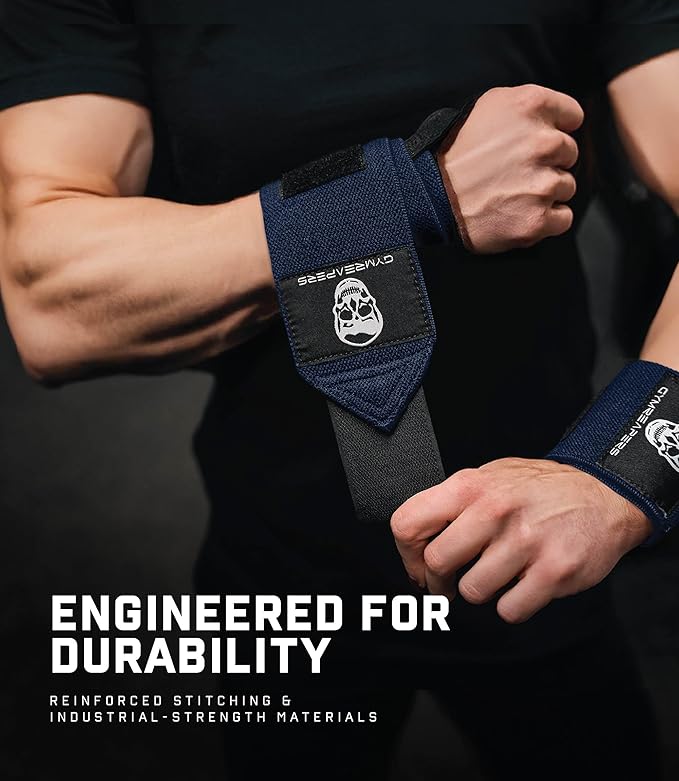 Gymreapers Weightlifting Wrist Wraps (IPF Approved) 18" Professional Quality Wrist Support with Heavy Duty Thumb Loop - Best Wrap for Powerlifting Competition, Strength Training, Bodybuilding-FlexoryFit
