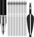 SUNYA 12-Pack 30 Inch Carbon Arrows Spine 500 or 400 for 40-60 LBS Bows｜Switch to Recurve/Compound Modes, Anti-Loose O-Ring & TPU Vanes for Hunting/Target Practice