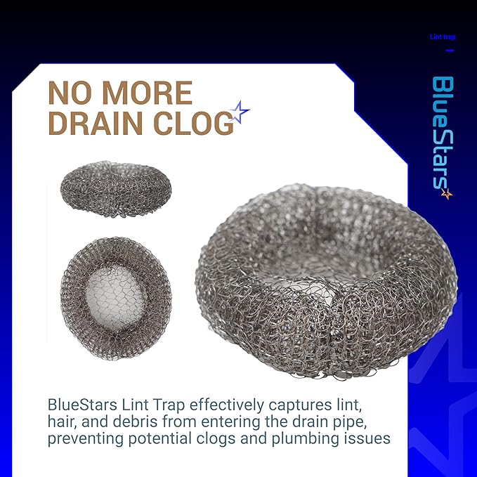 BlueStars 24 Pieces Washing Machine Lint Traps with 24 pcs Cable Ties, Rust-Proof Stainless Steel Mesh Lint Snare Trap for Washer Hose Lint Catchers