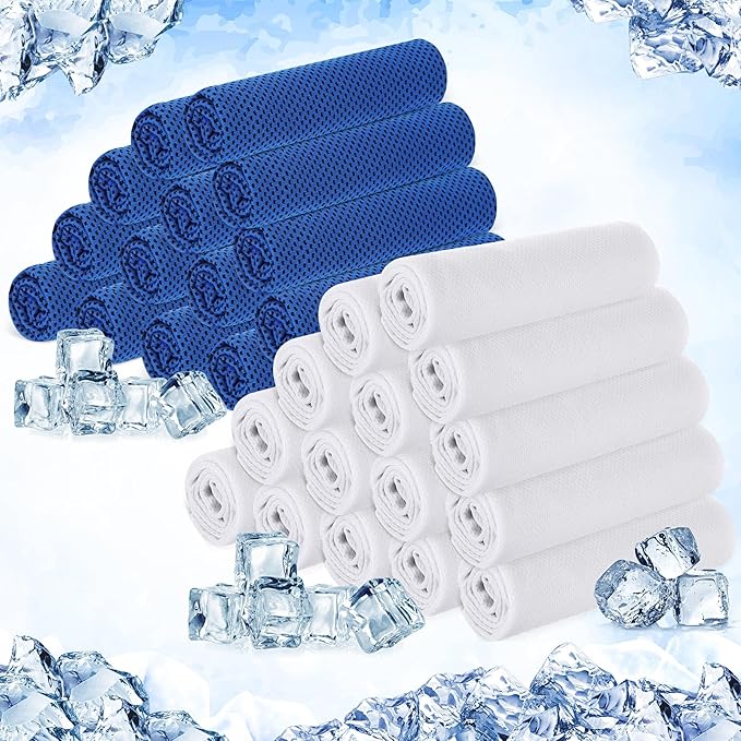 Hosuly 30 Pack Cooling Towels, 40"x12" Ice Breathable Soft Chilly Sweat Rag Microfiber Workout Rags for Gym Cooling Towels for Neck and Face for Yoga Golf Sport Running-FlexoryFit