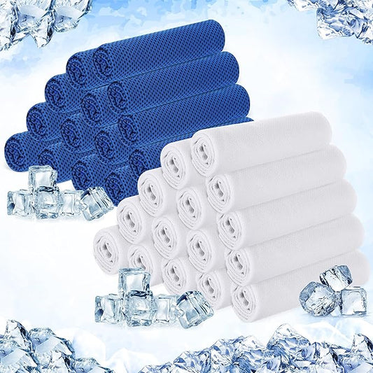 Hosuly 30 Pack Cooling Towels, 40"x12" Ice Breathable Soft Chilly Sweat Rag Microfiber Workout Rags for Gym Cooling Towels for Neck and Face for Yoga Golf Sport Running-FlexoryFit