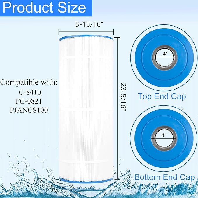 Swimming Pool Filter Replaces for C-8410, Filbur FC-0821, Jandy CS100, R0462200, PJANCS100, Ultral-B2, Porpoise PP-B6, 81007, 100 Sq.Ft Premium Filter Cartridge, 2 Pack