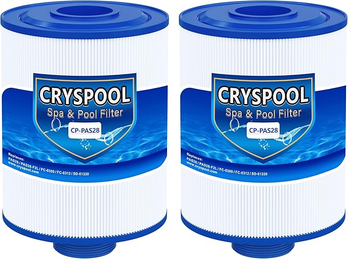 Cryspool® PAS28 Filter Compatible with PAS28, PAS28-F2L, PAS28-F2L-B12, X29-PAS28-F2L, 06-0052-12, 06-0055-12, FC-0309, FC-0312, SD-01330, Spa Filter Cartridge, 2 Pack