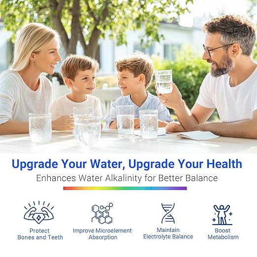 LCF Alkaline Countertop Water Filter, 𝐒𝐢𝐥𝐯𝐞𝐫 𝐈𝐨𝐧𝐬 Enhanced 6-Stage Stainless Steel Water Filter for Sink Faucet, Reduces Heavy Metals, Bad Taste & 99% Chlorine, 16,000 Gallons(2 Filters)