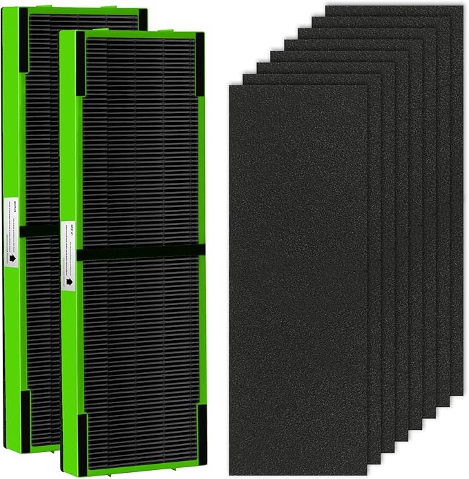 APPLIANCEMATES FLT4825 Filter B Toxin Clear HEPA Replacement for Germ Guardian AC4825 AC4300 AC4800 AC4900 AC4850, 2 True HEPA Filters & 8 Activated Carbon Pre-Filters,FLT4825VO,Green