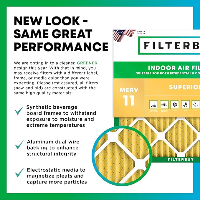 Filterbuy 20x25x5 Air Filter MERV 11 (MPR 1200) Allergen Defense (4-Pack), Pleated HVAC AC Furnace Filters for Honeywell FC100A1037, Lennox X6673, Carrier, & More (Actual Size: 19.88 x 24.75 x 4.38)