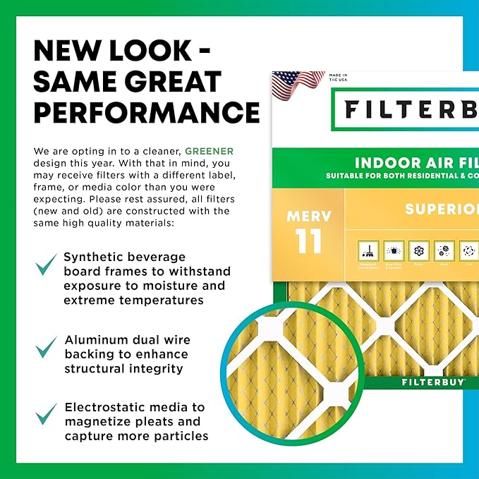 Filterbuy 14x24x2 Air Filter MERV 11 (MPR 1200) Allergen Defense Replacement (1-Pack), Electrostatic Pleated HVAC AC Furnace Filters, Made in USA (Actual Size: 13.50 x 23.50 x 1.75)