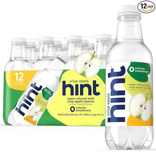 Hint Fruit-Infused Bottled Water, Crisp Apple - Sugar Free Flavored Water with Zero Calories, Naturally Flavored, and No Artificial Sweeteners - 16 Fl Oz (Pack of 12)-FlexoryFit