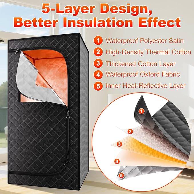 Portable Steam Sauna Box for Home: Full Size Sauna Tent for Personal Spa - Fast Heating Sauna Box with 3L Steamer, Folding Chair, Remote Control, 32" x 32" x 71"