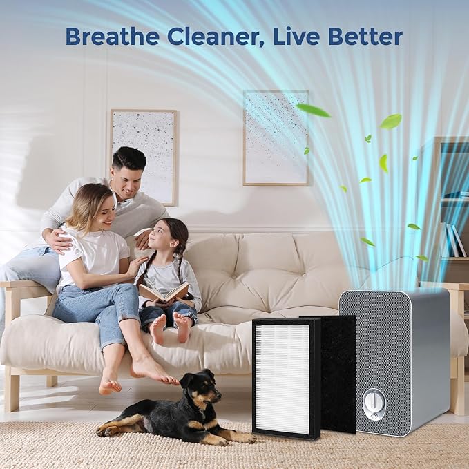 FLT4100 Replacement Filter E Compatible with GermGuardian AC4100, AC4100CA, AC4150BL Series Air Purifier, 2 High Performance Standard Filters & 4 Carbon Filters