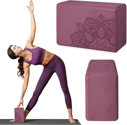 Gaiam Yoga Block - Supportive Latex-Free Eva Foam - Soft Non-Slip Surface with Beveled Edges for Yoga, Pilates, Meditation - Yoga Accessories for Stability, Balance, Deepen Stretches-FlexoryFit