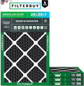 Filterbuy 20x30x1 Air Filter MERV 8 (MPR 700) Odor Eliminator Replacement (4-Pack), Electrostatic Pleated HVAC AC Furnace Filters w/Activated Carbon, Made in USA (Actual Size: 19.63 x 29.63 x 0.75)