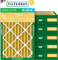 Filterbuy 16x25x4 Air Filter MERV 11 (MPR 1200) Allergen Defense Replacement (6-Pack), Electrostatic Pleated HVAC AC Furnace Filters, Made in USA (Actual Size: 15.50 x 24.50 x 3.63)