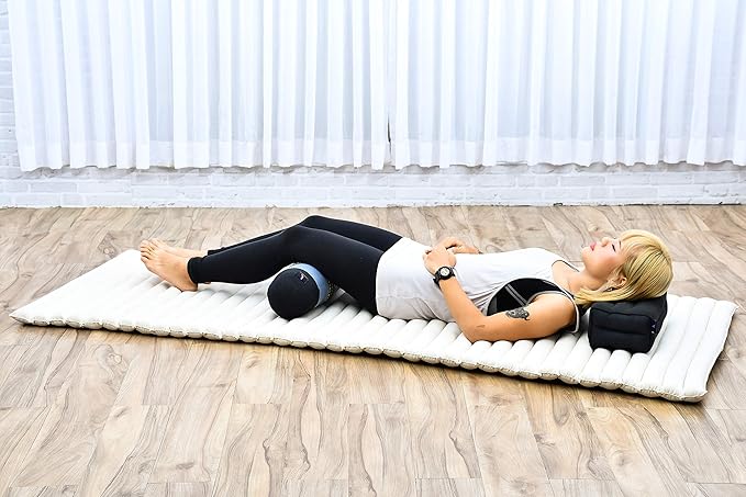 Leewadee Small Yoga Bolster – Shape-Retaining Cervical Neck Roll, Tube Pillow for Comfortable Reading, Kapok Filling, 22 x 6 x 6 inches-FlexoryFit